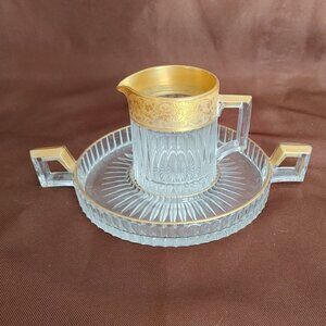 Rare Vintage Elegant Gold and Clear Glass Coffee Set
